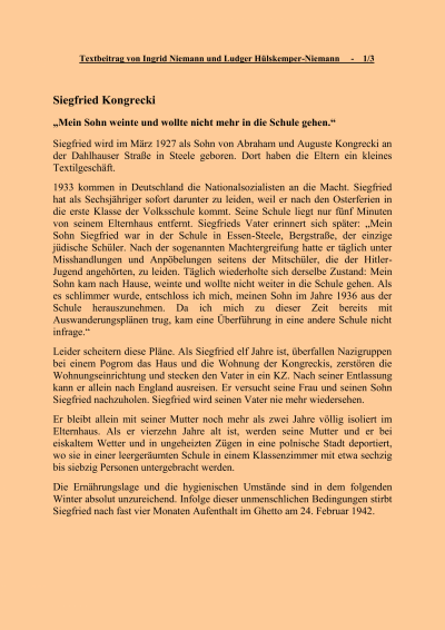 Kongrecki, Siegfried